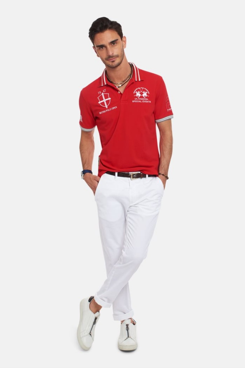 Polo La Martina Corta-sleeved Regular Fit Hombre Rojas Chile | DHZ-7008