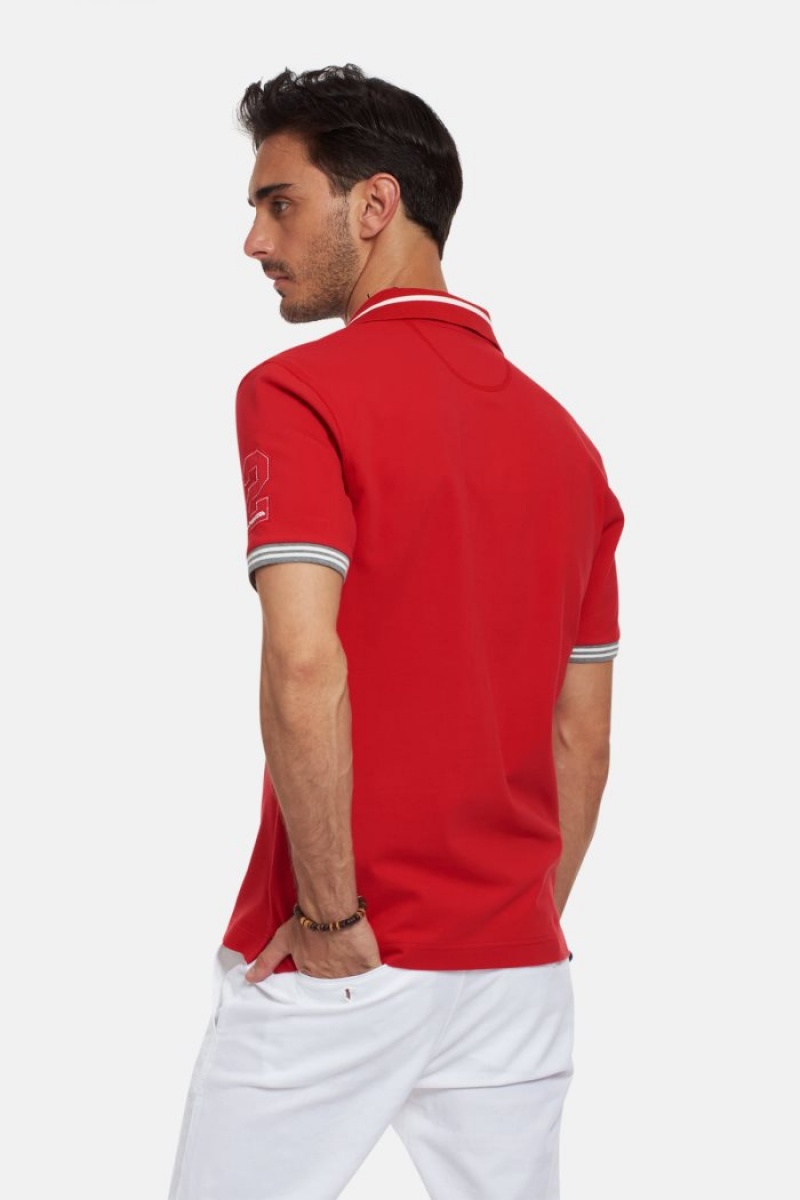 Polo La Martina Corta-sleeved Regular Fit Hombre Rojas Chile | DHZ-7008