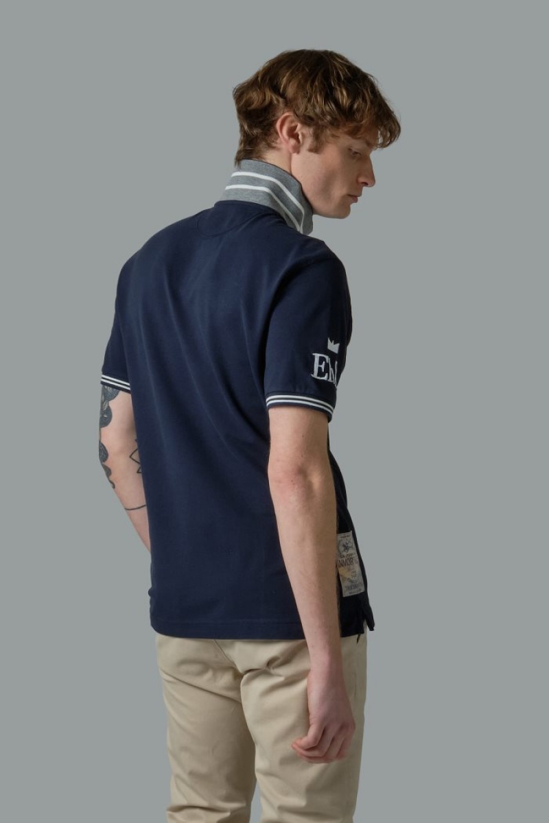 Polo La Martina Corta-sleeved Regular Fit Hombre Azul Marino Chile | BDR-9704