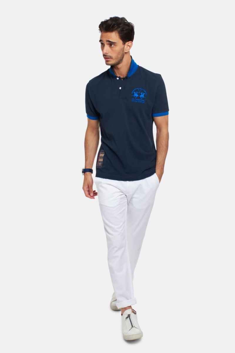 Polo La Martina Corta-sleeved Regular Fit Hombre Azul Marino Chile | GVR-0774