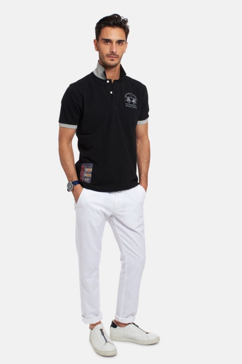 Polo La Martina Corta-sleeved Regular Fit Hombre Negras Chile | CYB-2336