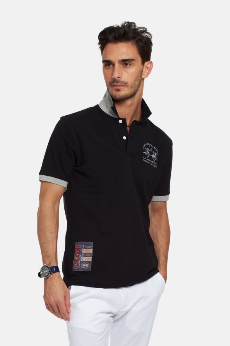 Polo La Martina Corta-sleeved Regular Fit Hombre Negras Chile | CYB-2336