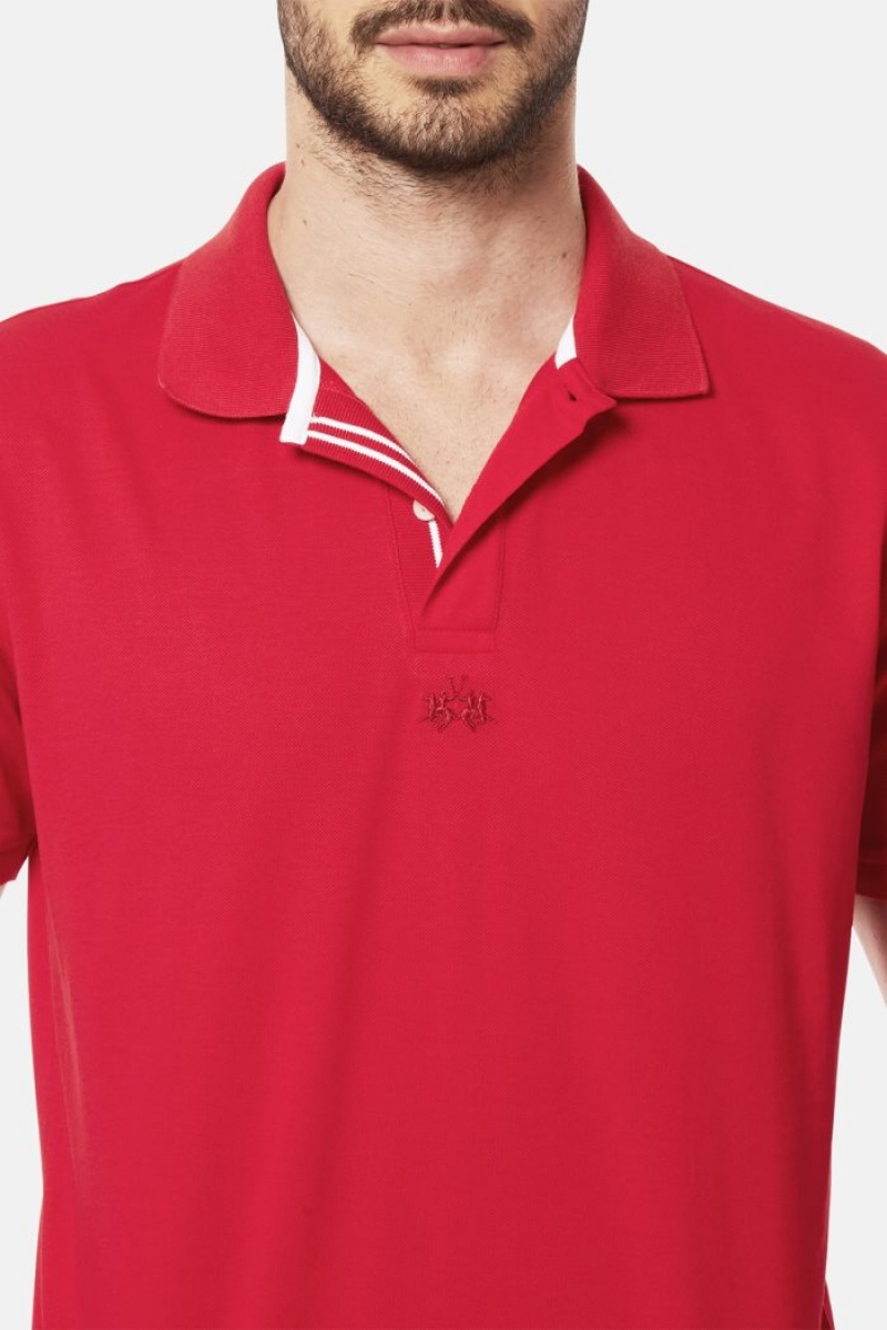 Polo La Martina Corta-sleeved Regular Fit Hombre Rojas Chile | QOQ-9612