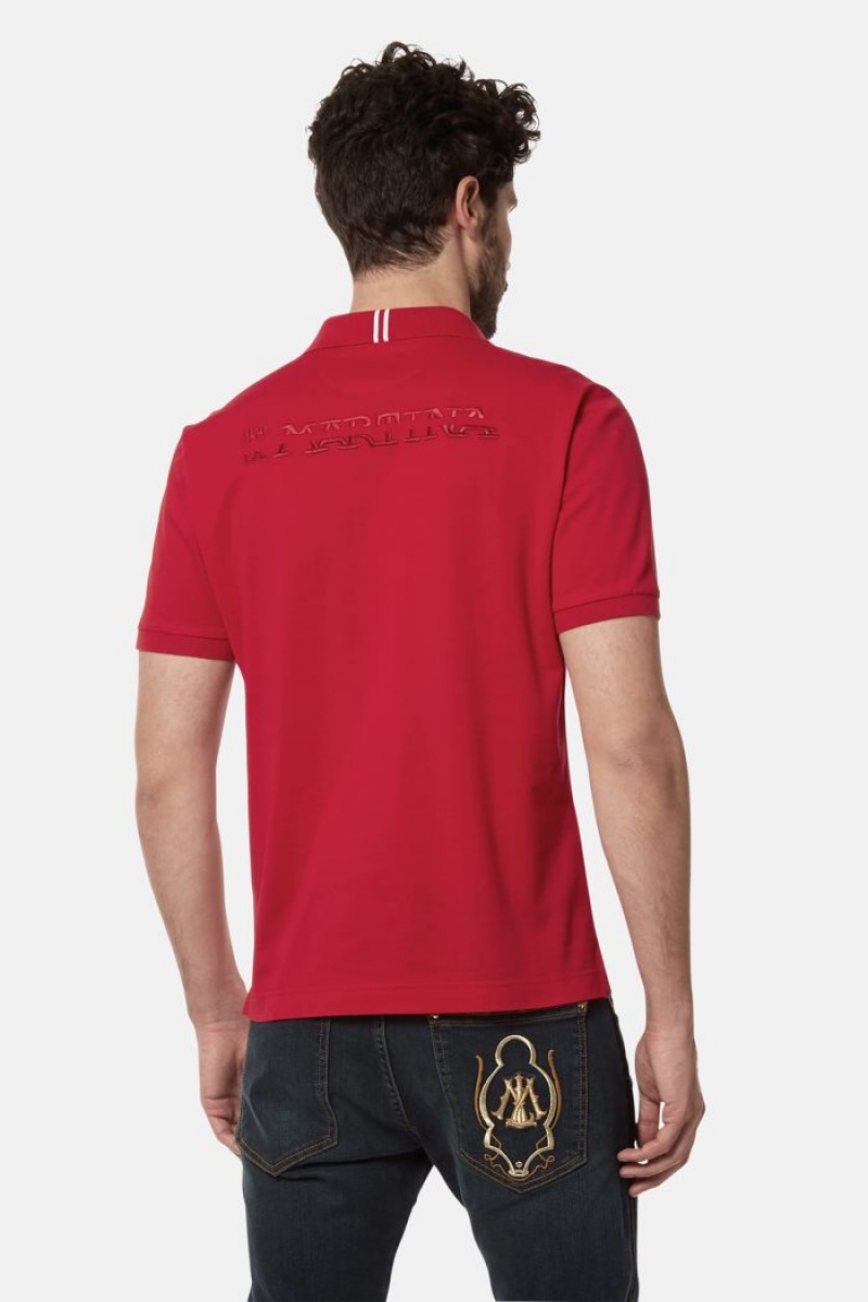 Polo La Martina Corta-sleeved Regular Fit Hombre Rojas Chile | QOQ-9612