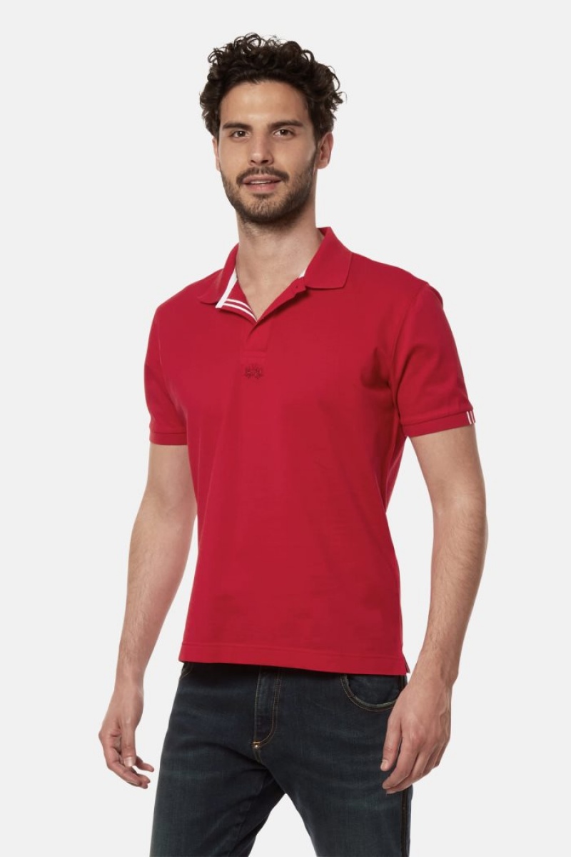 Polo La Martina Corta-sleeved Regular Fit Hombre Rojas Chile | QOQ-9612