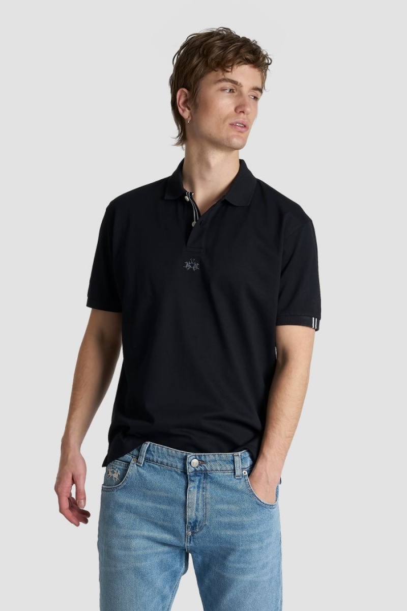 Polo La Martina Corta-sleeved Regular Fit Hombre Negras Chile | MTA-5422