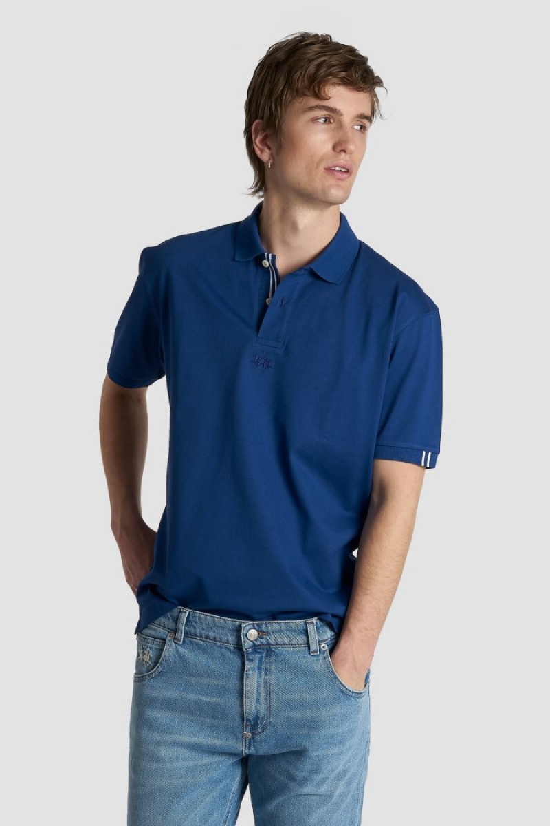 Polo La Martina Corta-sleeved Regular Fit Hombre Azules Chile | MIN-4079