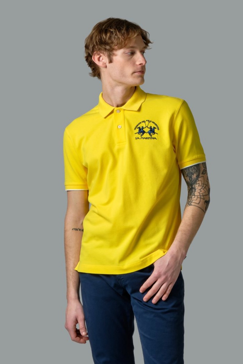 Polo La Martina Corta-sleeved Regular Fit Hombre Amarillo Chile | JJA-2906