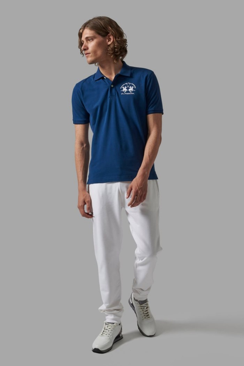 Polo La Martina Corta-sleeved Regular Fit Hombre Azules Chile | CGQ-7378