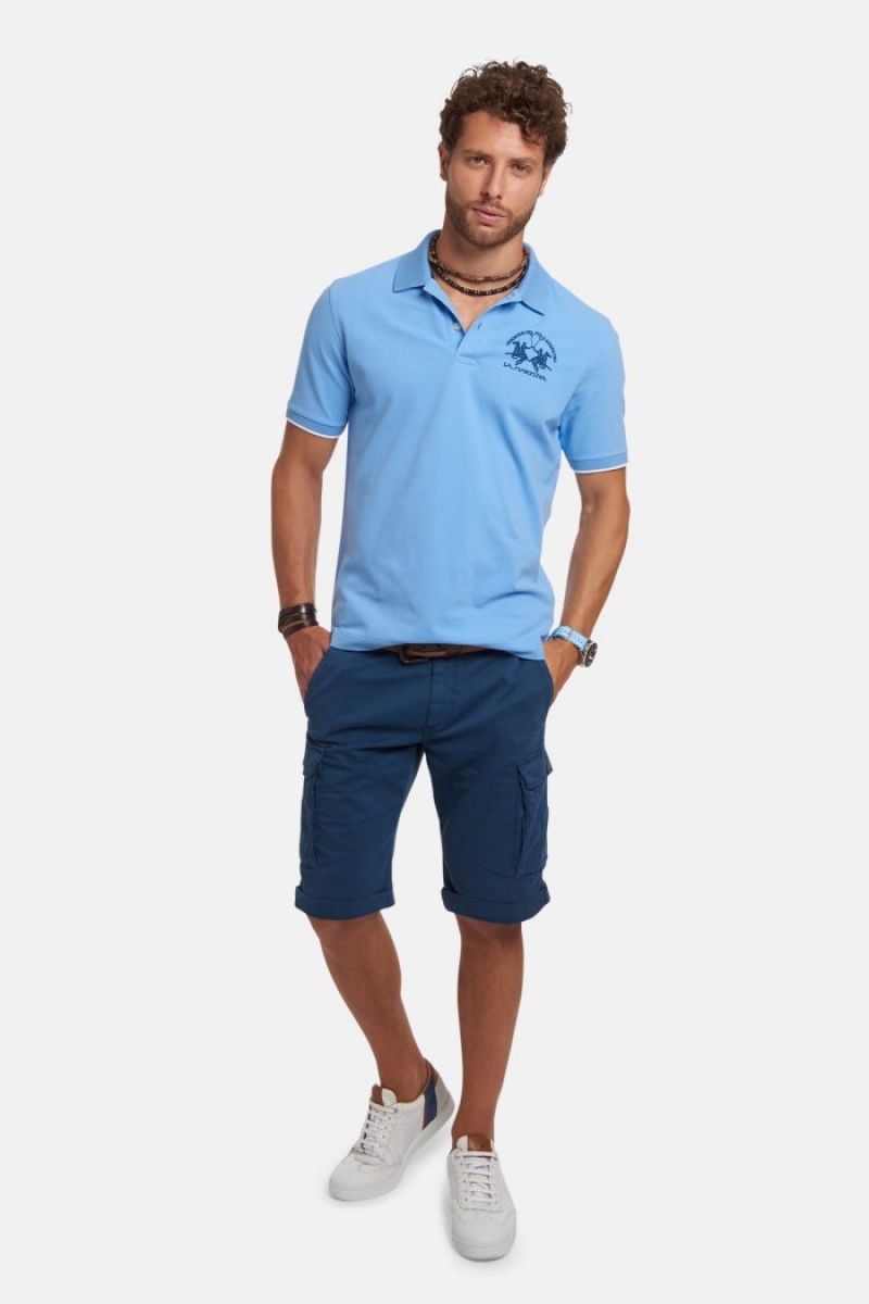 Polo La Martina Corta-sleeved Regular Fit Hombre Azules Chile | FWW-7042