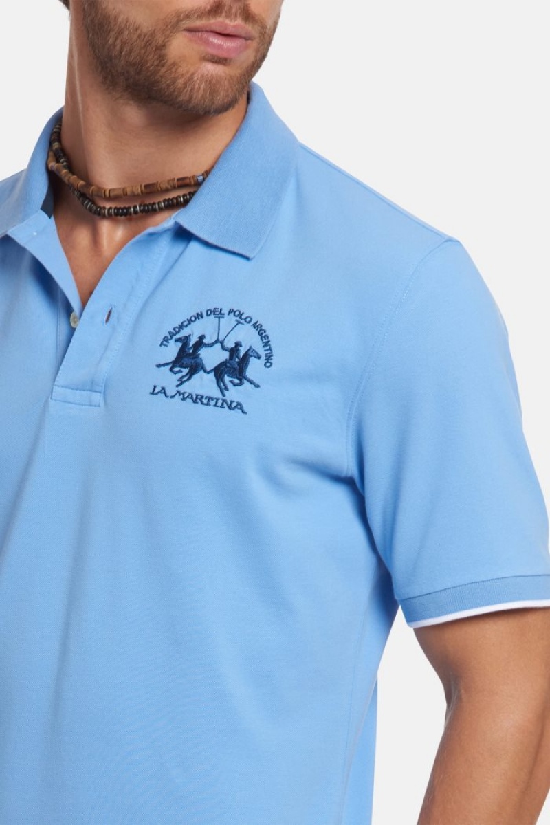 Polo La Martina Corta-sleeved Regular Fit Hombre Azules Chile | FWW-7042