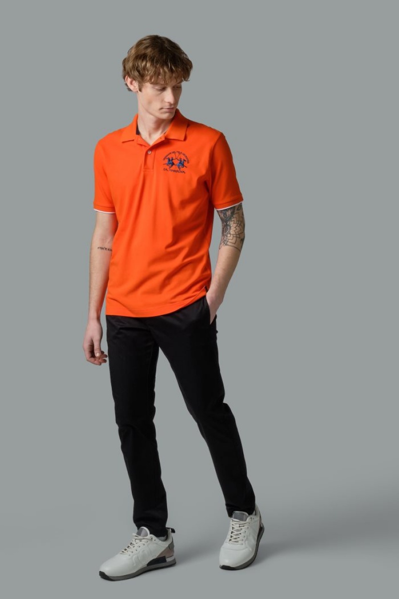 Polo La Martina Corta-sleeved Regular Fit Hombre Rojas Naranjas Chile | JYU-7193