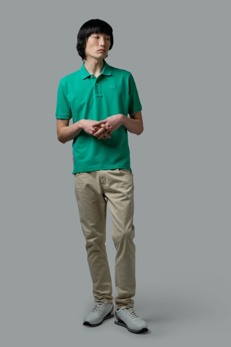 Polo La Martina Corta-sleeved Regular-fit Cotton Hombre Verde Chile | BNN-6860