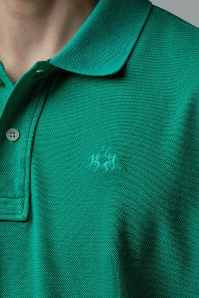 Polo La Martina Corta-sleeved Regular-fit Cotton Hombre Verde Chile | BNN-6860