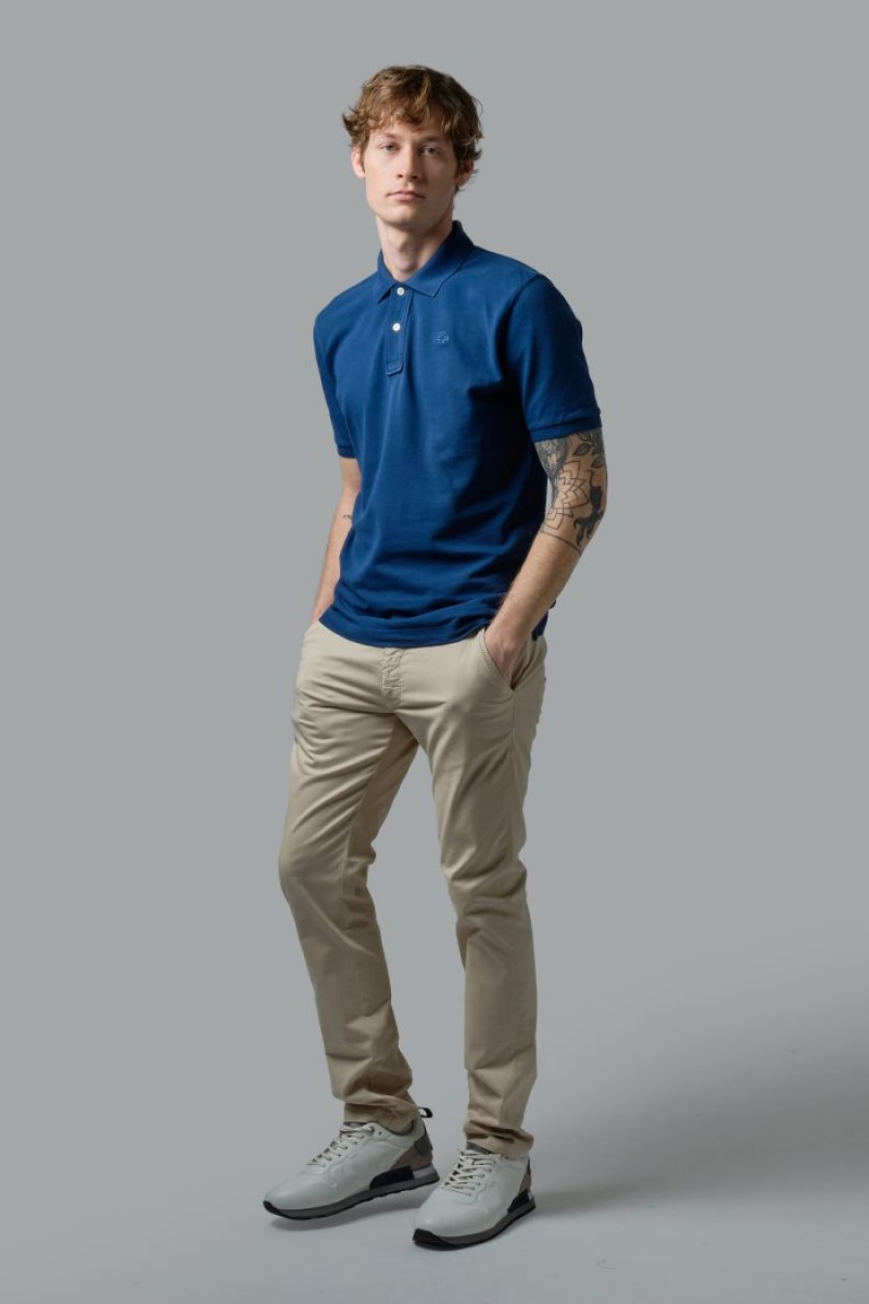 Polo La Martina Corta-sleeved Regular-fit Cotton Hombre Azules Chile | QFI-2426