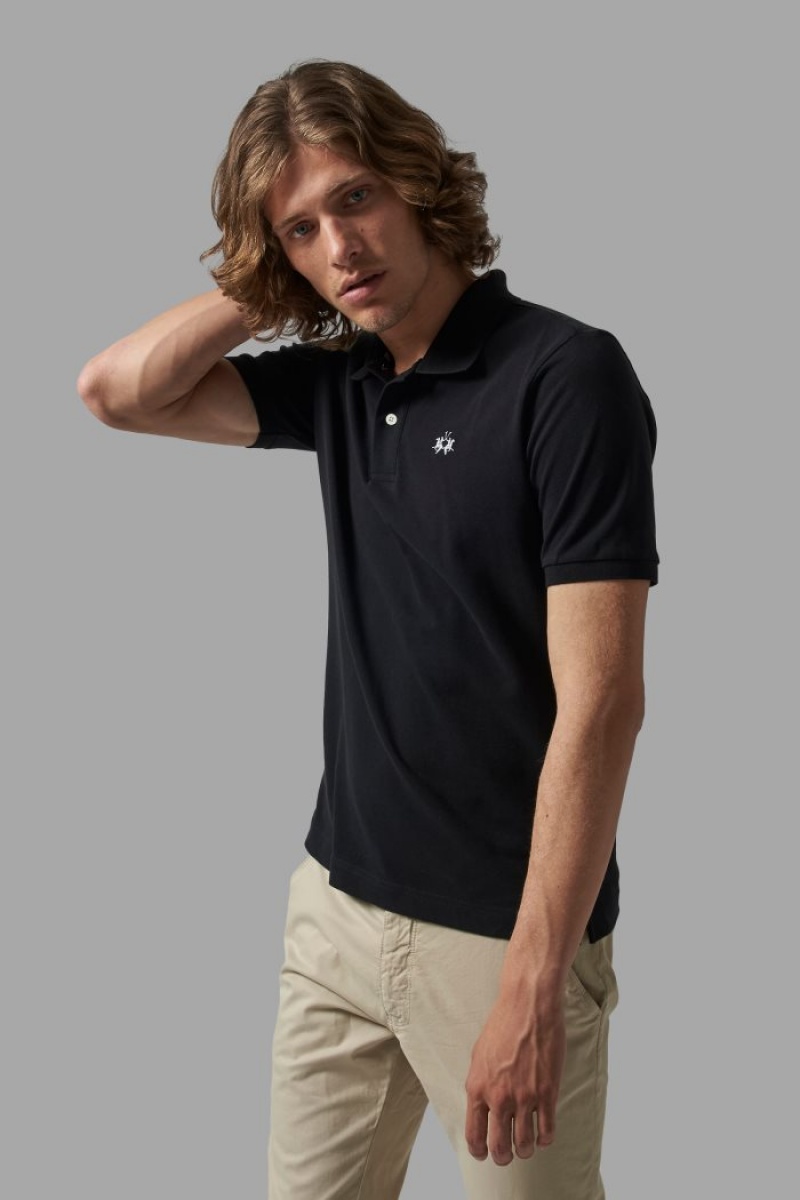 Polo La Martina Regular-fit Classic Piqué Hombre Negras Chile | VZJ-6504