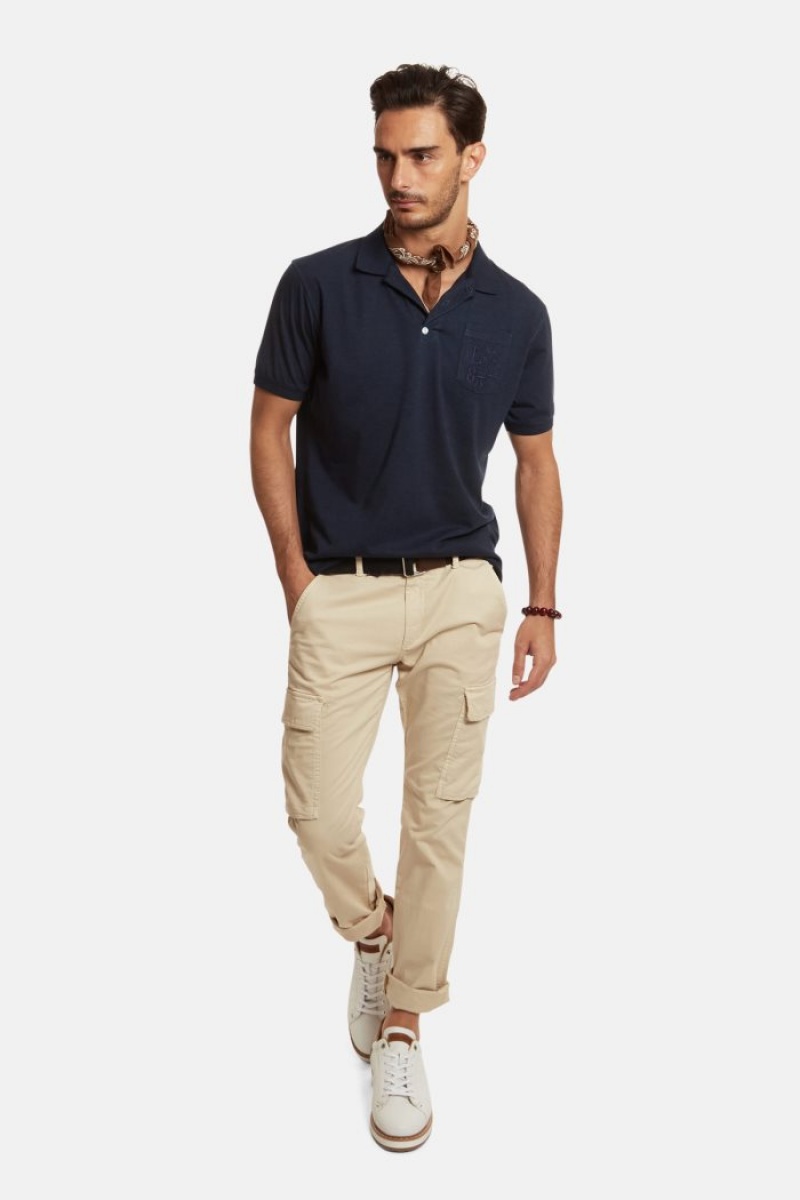 Polo La Martina Regular-fit Cotton-blend Hombre Azul Marino Chile | PXG-3544