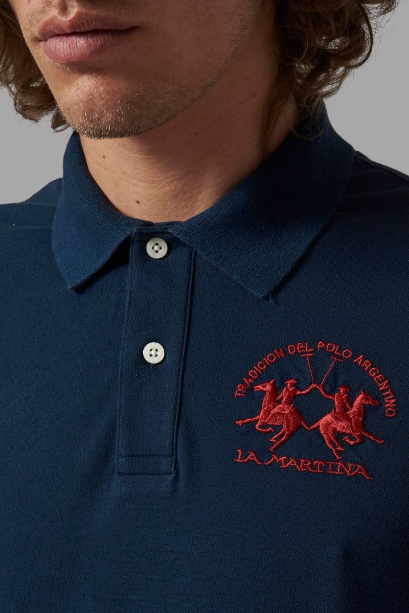 Polo La Martina Regular-fit Hombre Azul Marino Chile | RHY-9892