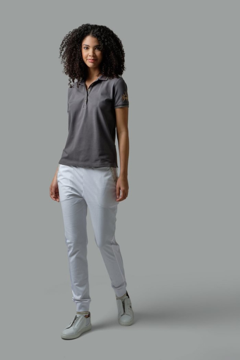 Polo La Martina Regular-fit Sequin Mujer Dark Gris Chile | LMA-9731