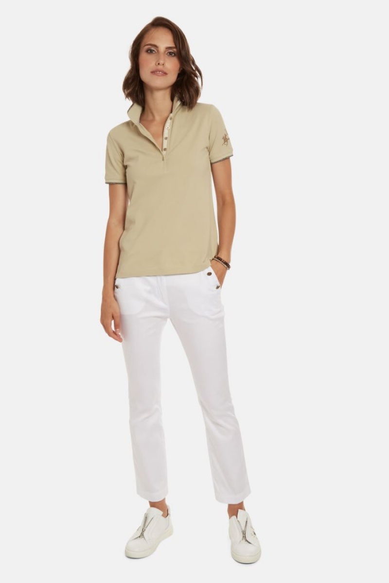 Polo La Martina Regular-fit Sequin Mujer Beige Chile | FSF-9663