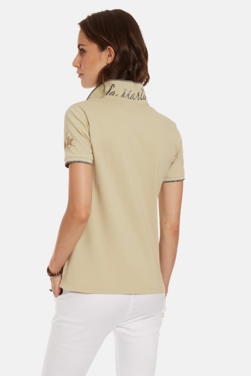 Polo La Martina Regular-fit Sequin Mujer Beige Chile | FSF-9663