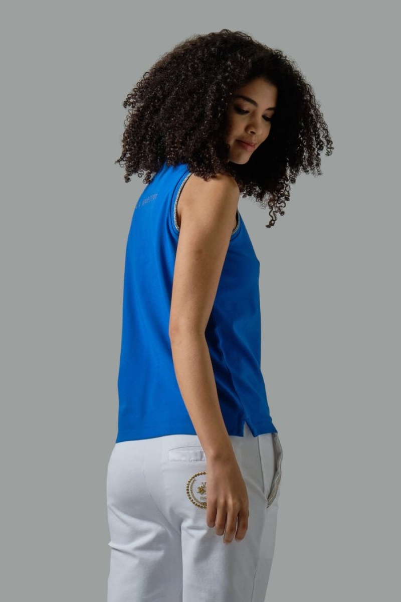 Polo La Martina Regular-fit Sleeveless Mujer Azules Chile | XMQ-3851