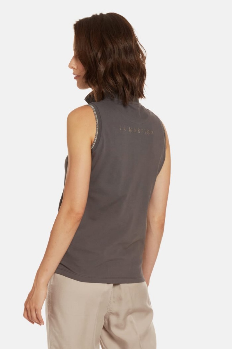 Polo La Martina Regular-fit Sleeveless Mujer Dark Gris Chile | BCB-7864