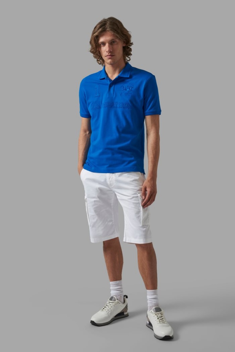 Polo La Martina Regular-fit Stretch Cotton Hombre Azules Chile | GJJ-8162