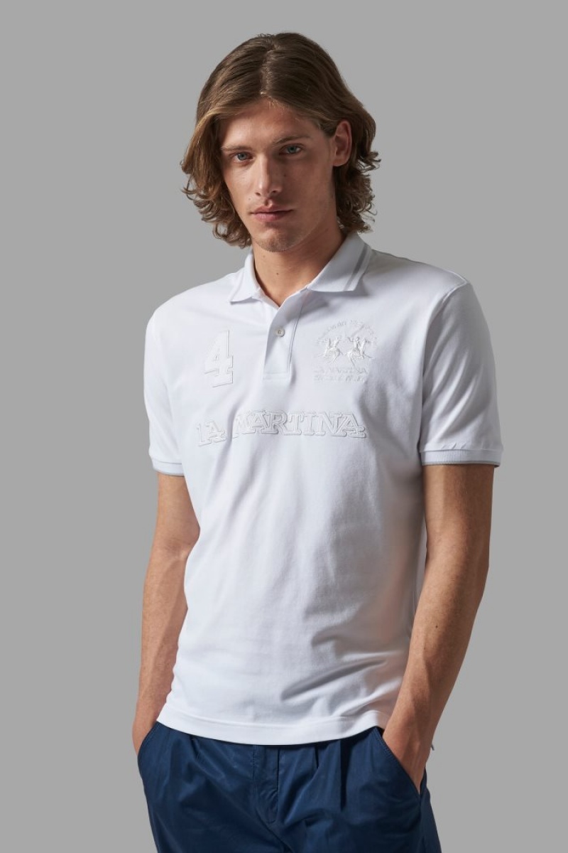 Polo La Martina Regular-fit Stretch Cotton Hombre Blancas Chile | XBJ-6453