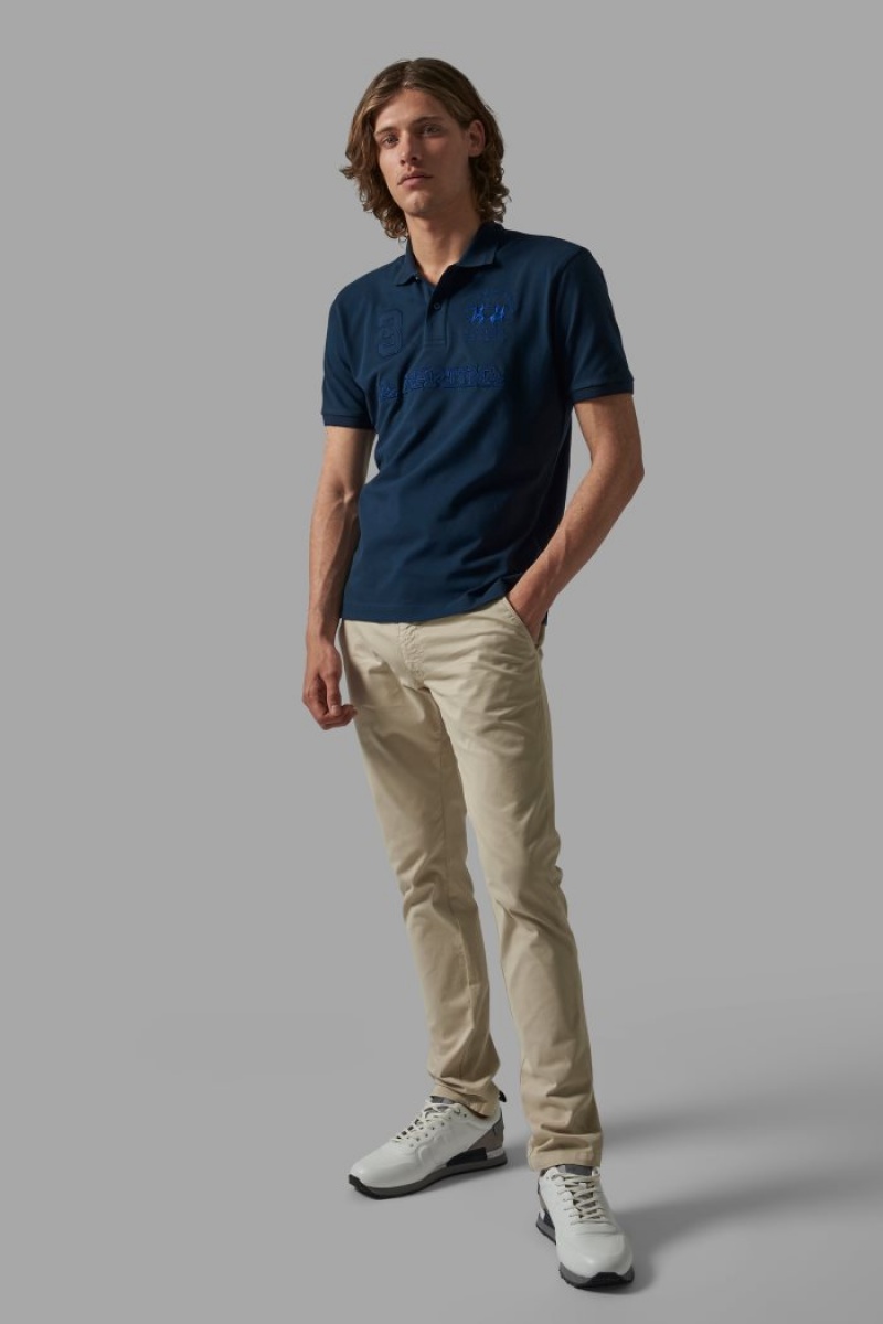 Polo La Martina Regular-fit Stretch Cotton Hombre Azul Marino Chile | VLE-7259