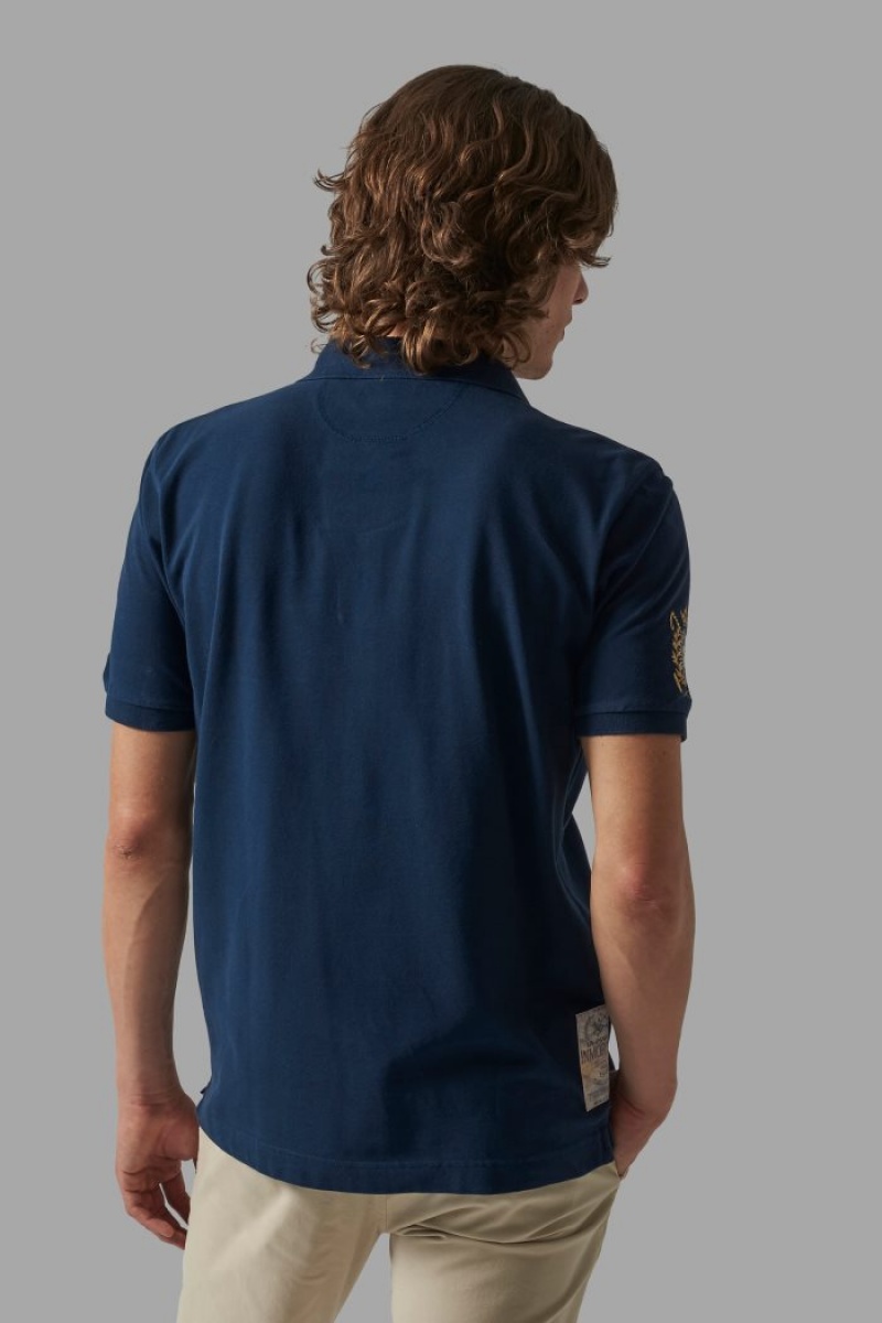 Polo La Martina Regular-fit Stretch Cotton Hombre Azul Marino Chile | NDZ-4153