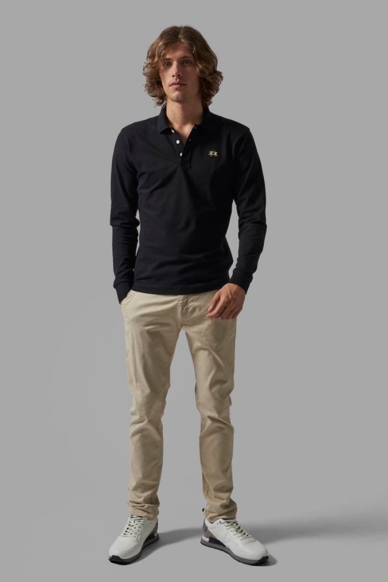 Polo La Martina Slim-fit Hombre Negras Chile | AFC-4748