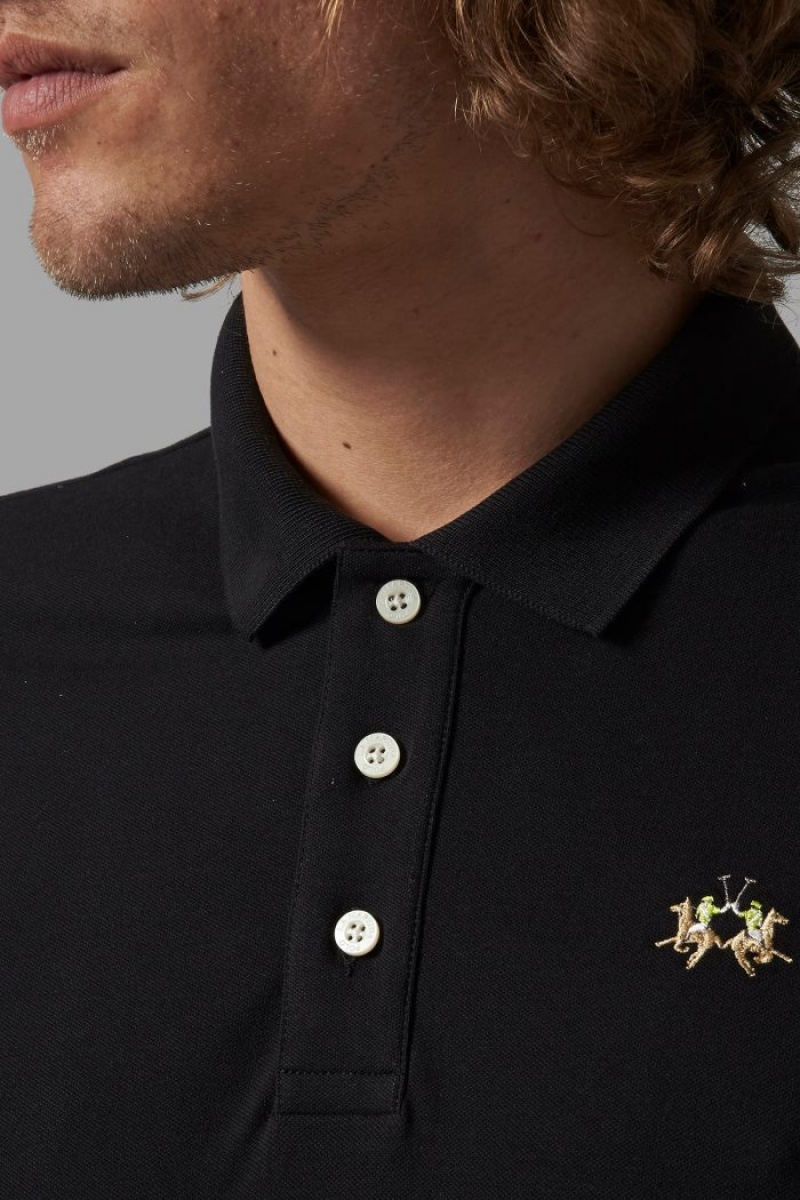 Polo La Martina Slim-fit Hombre Negras Chile | AFC-4748