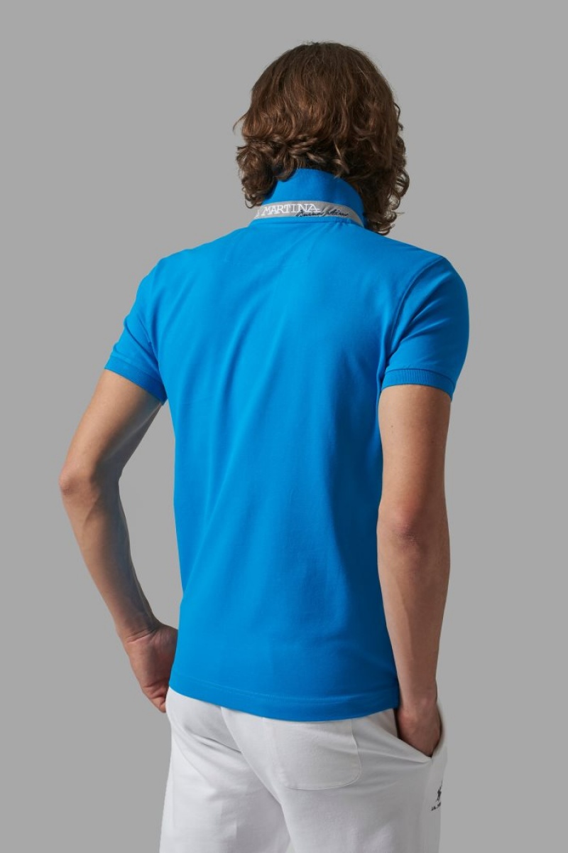 Polo La Martina Slim-fit Hombre Azules Chile | DCJ-1610