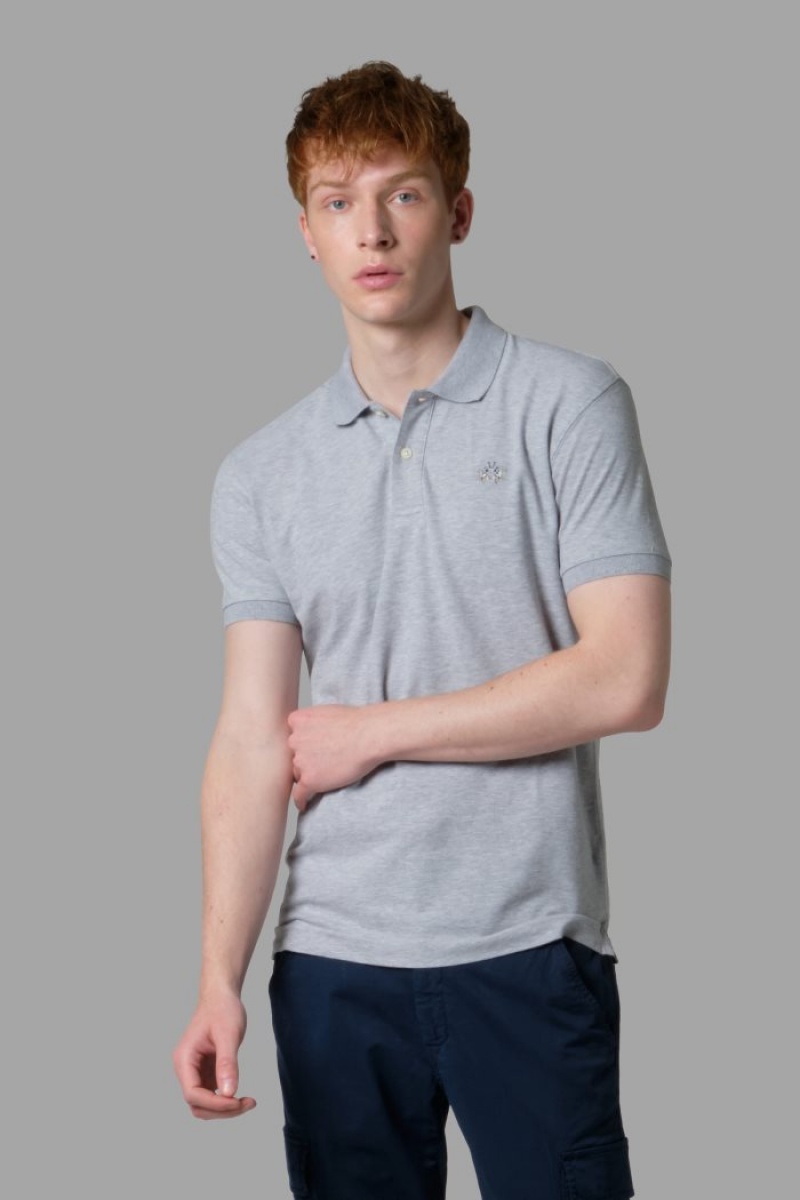 Polo La Martina Slim-fit Hombre Gris Claro Chile | FCV-4342