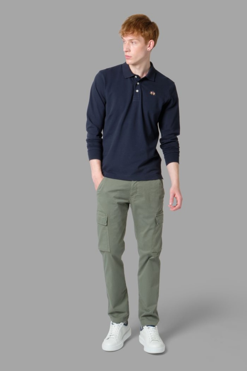 Polo La Martina Slim-fit Hombre Azul Marino Chile | XDU-5537