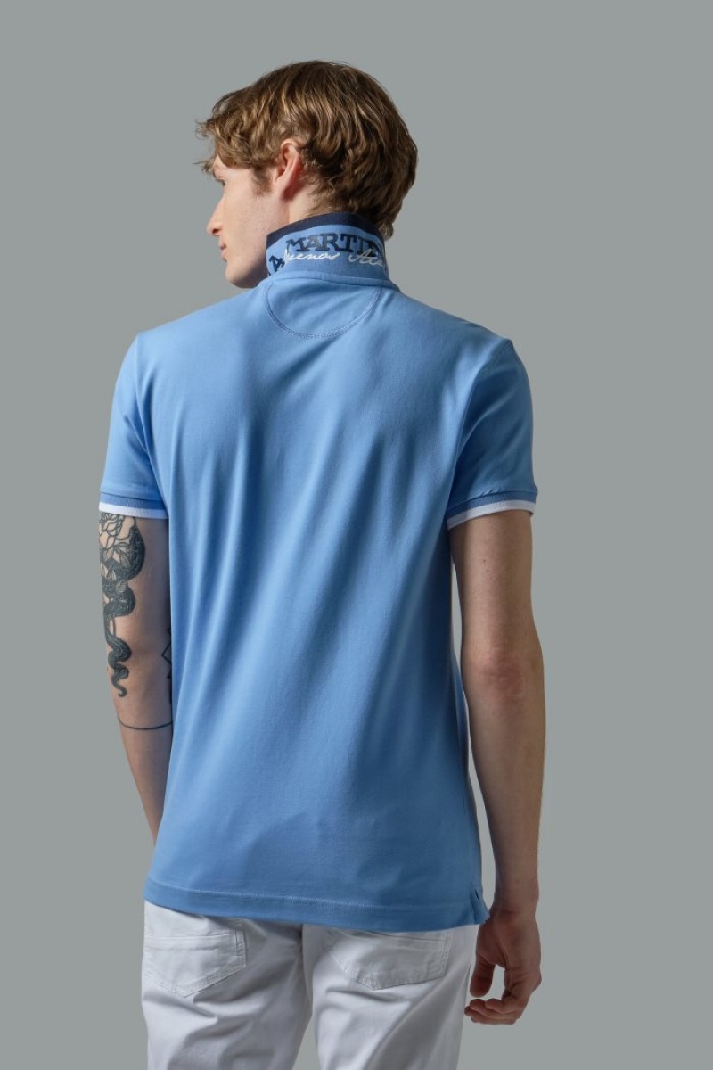 Polo La Martina Slim-fit Stretch Piqué Hombre Azules Chile | DAY-9970