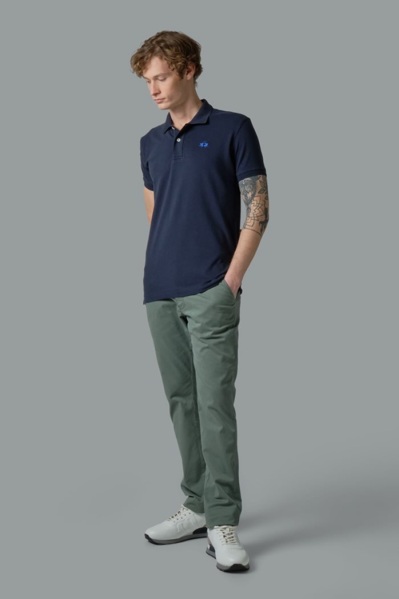 Polo La Martina Slim-fit Stretch Piqué Hombre Azul Marino Chile | SEH-0173