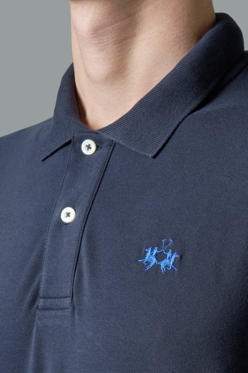 Polo La Martina Slim-fit Stretch Piqué Hombre Azul Marino Chile | SEH-0173