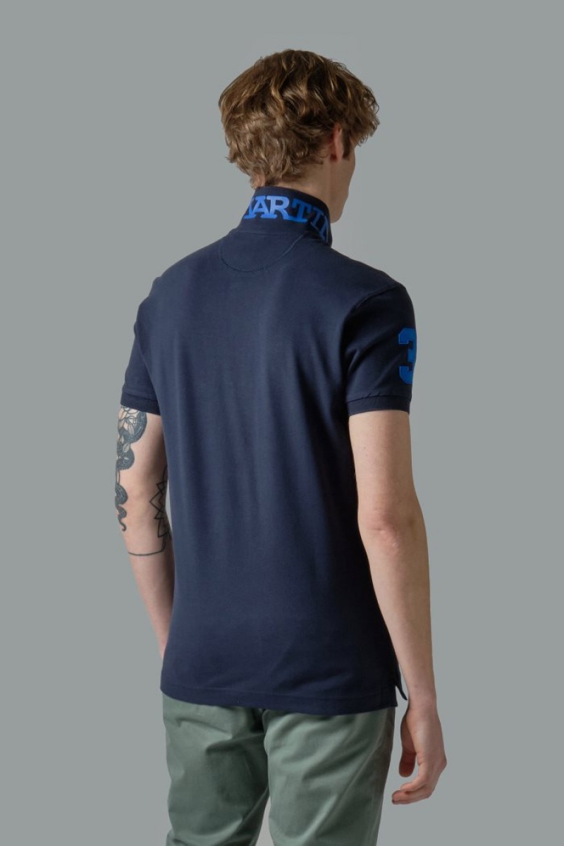 Polo La Martina Slim-fit Stretch Piqué Hombre Azul Marino Chile | SEH-0173