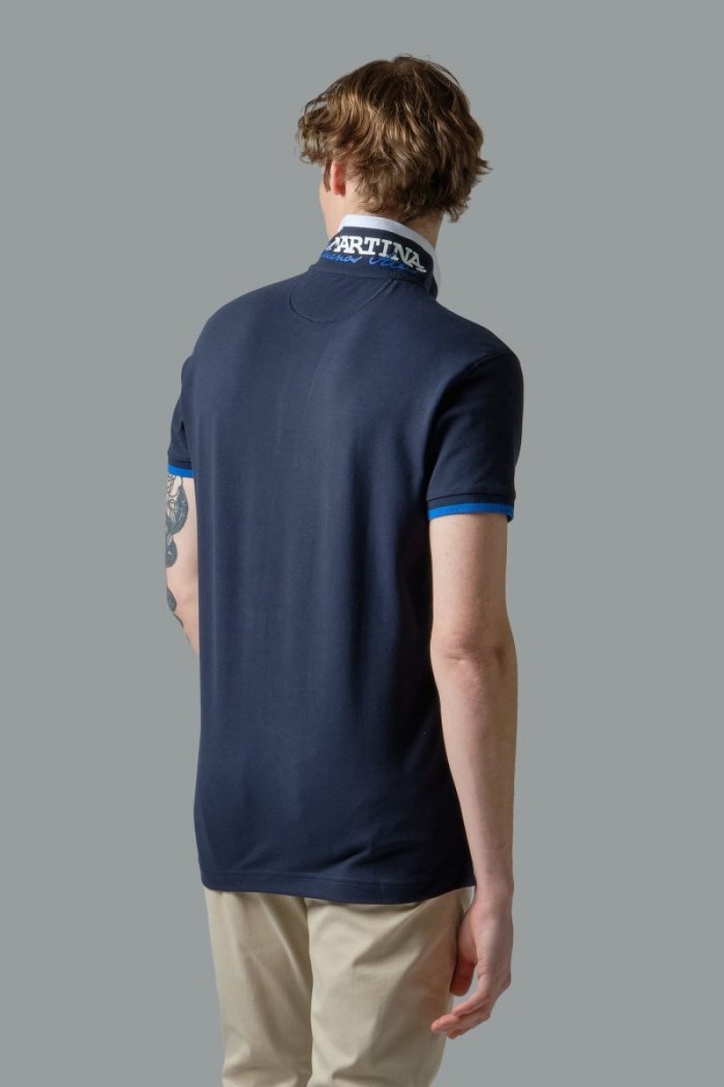 Polo La Martina Slim-fit Stretch Piqué Hombre Azul Marino Chile | RRI-2299