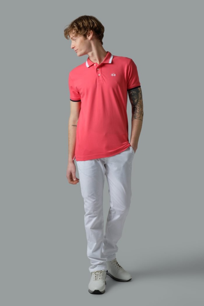 Polo La Martina Slim-fit Stretch Piqué Hombre Coral Chile | XEZ-5169