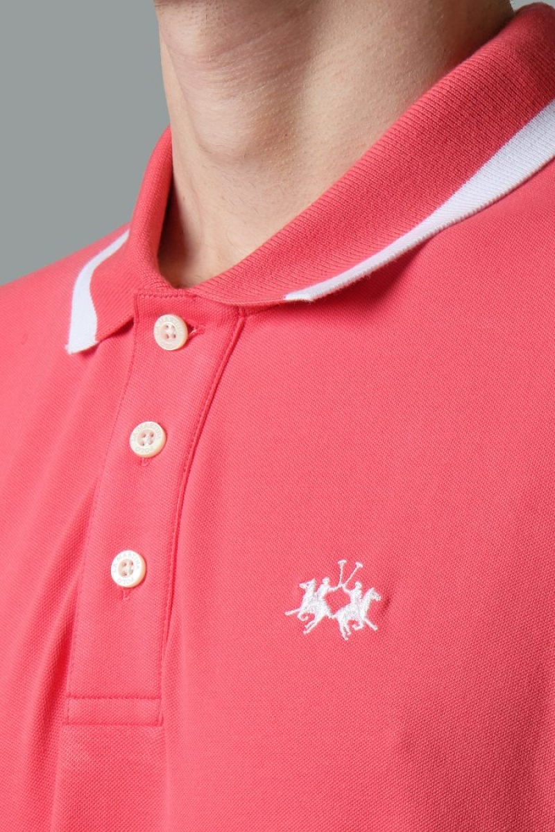 Polo La Martina Slim-fit Stretch Piqué Hombre Coral Chile | XEZ-5169