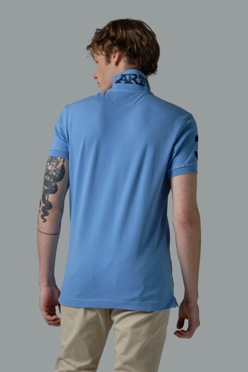 Polo La Martina Slim-fit Stretch Piqué Hombre Azules Chile | WPC-3788