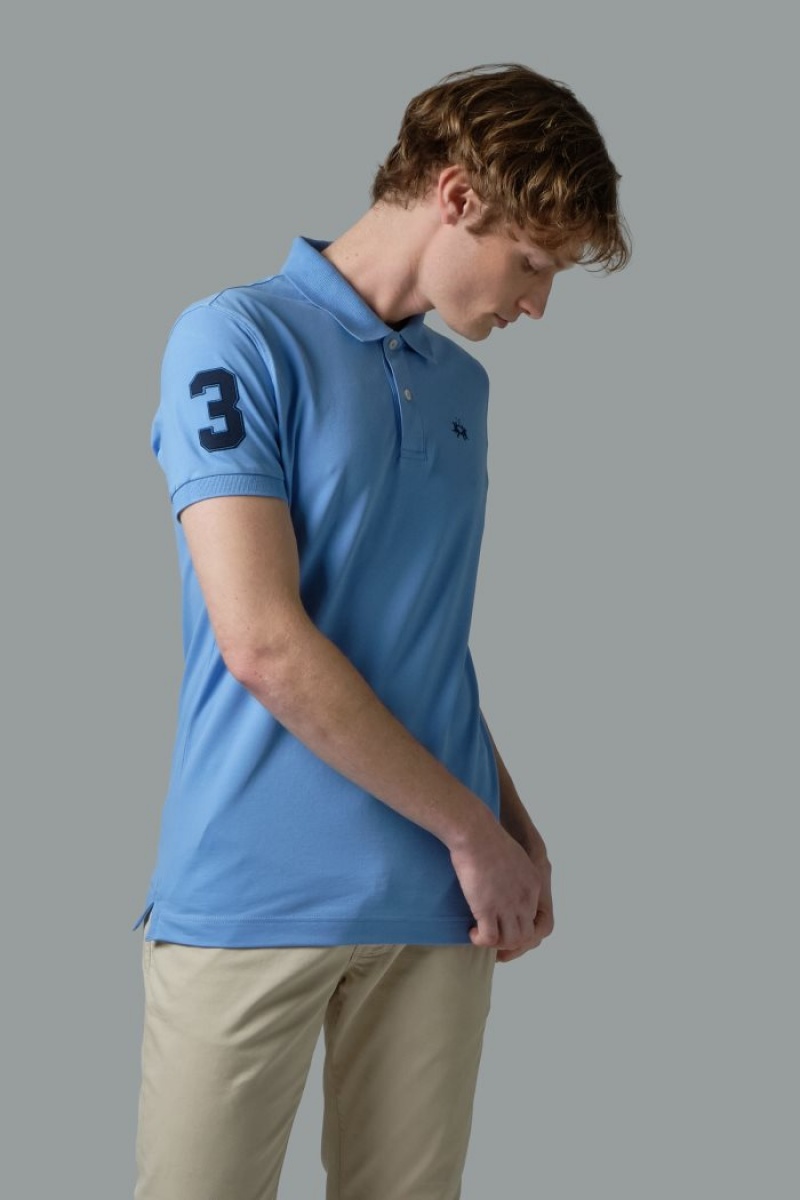 Polo La Martina Slim-fit Stretch Piqué Hombre Azules Chile | WPC-3788