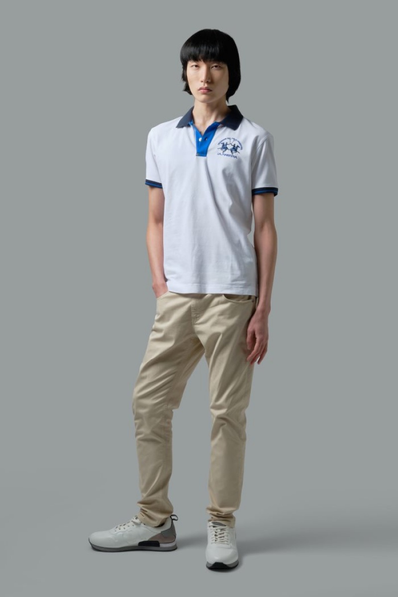 Polo La Martina Slim-fit Stretch Piqué Hombre Blancas Chile | MIZ-1197