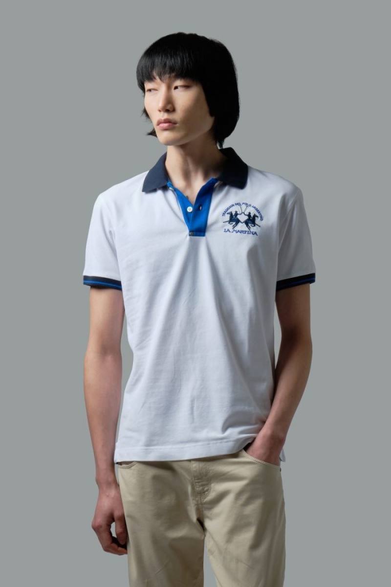 Polo La Martina Slim-fit Stretch Piqué Hombre Blancas Chile | MIZ-1197