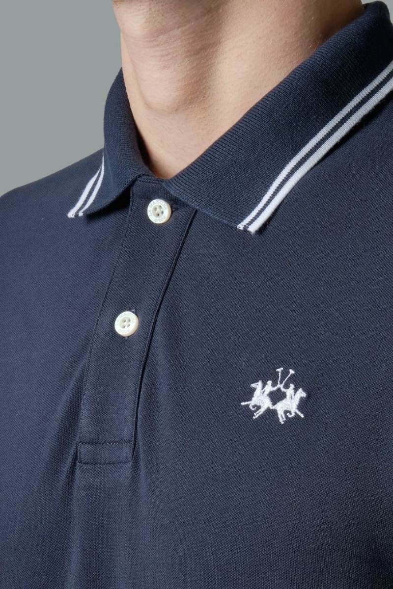 Polo La Martina Slim-fit Stretch Piqué Hombre Azul Marino Chile | CKG-4678