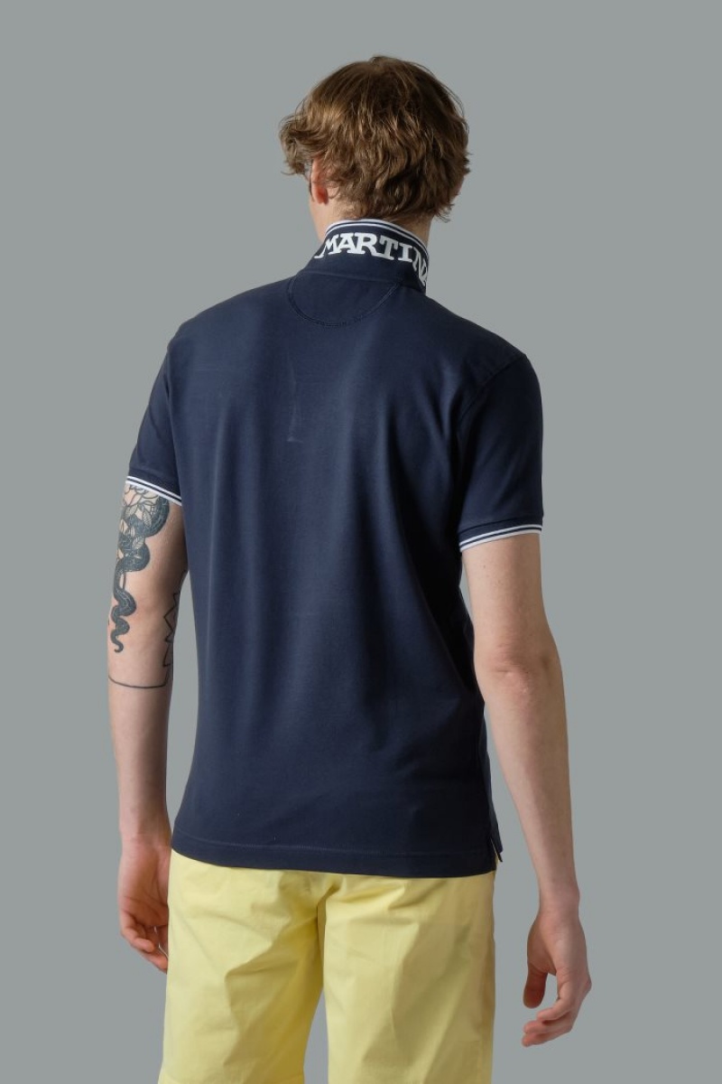 Polo La Martina Slim-fit Stretch Piqué Hombre Azul Marino Chile | CKG-4678