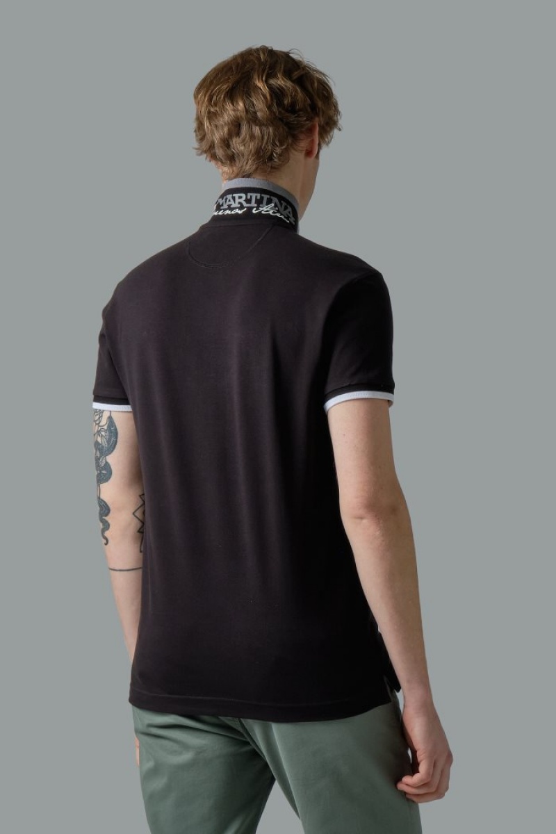 Polo La Martina Slim-fit Stretch Piqué Hombre Negras Chile | SGV-7328